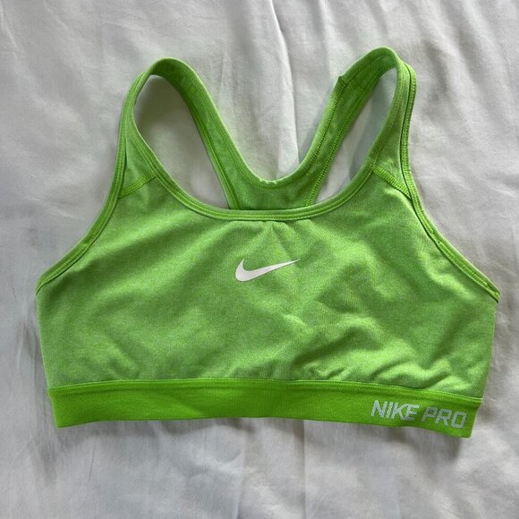 Nike Pro Dri-Fit Lime Green Athletic Sports Bra | Size Medium - Picture 1 of 5